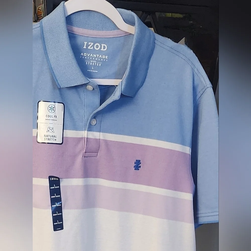 Izod Men's Advantage Performance Stretch Short Sleeve Polo Shirt Size L NWT - Picture 3 of 9